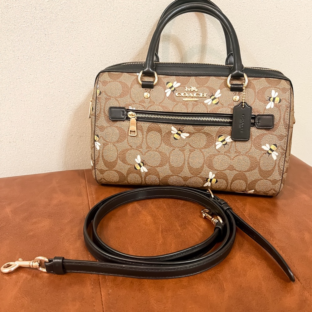 Coach Brown and Black Satchel with Signature Style